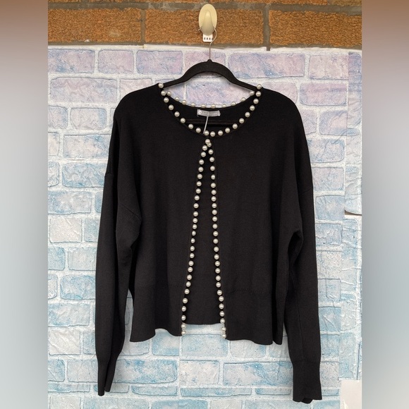 Incashmere  pearl trim wool blend cardigan size XL - Picture 3 of 16